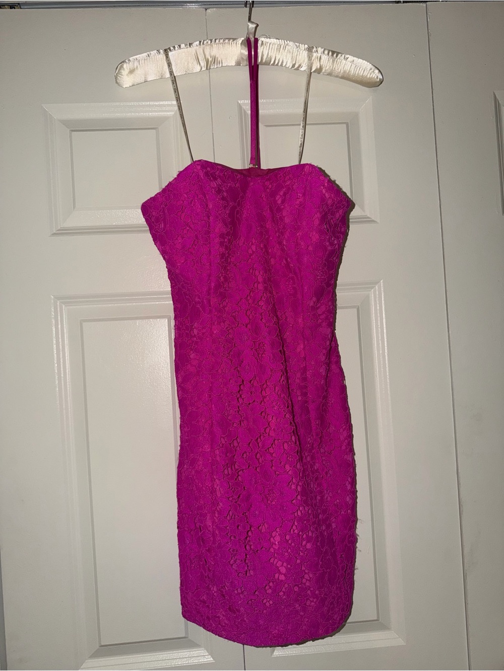 Lilly Pulitzer Hot Pink Strapless Dress with Lace Detail